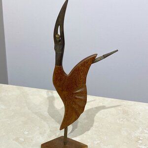 Wood Carving Danser, Natural Wood Artisan Sculpture, Small Decorative Statue